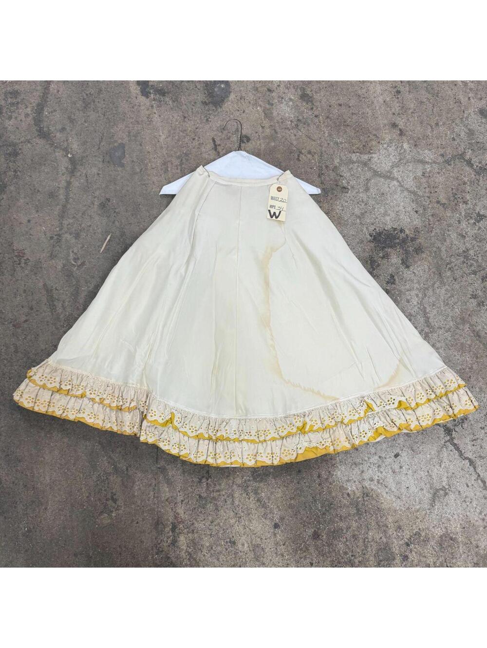 Cotton White Lace Victorian Style Maxi Skirt 50s does 1800s Western Film Costume